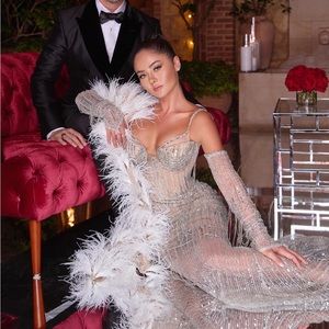 CUSTOM SILVER BEADED GOWN